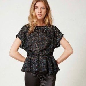 Isani | Anthropologie Embellished Beading Details Peplum Waistband Blouse